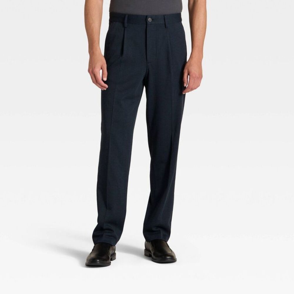 Men's Plaid Dress Trousers - Goodfellow & Co Navy Blue 30x30